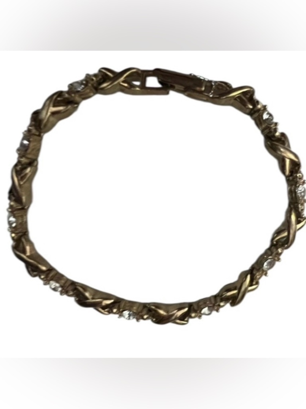 Vintage Avon XOXO gold tone hugs and kisses rhinestone bracelet - 7.5”